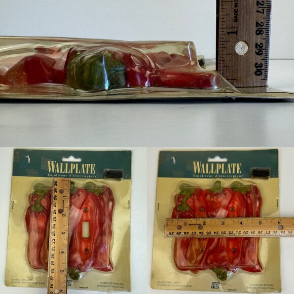 Vtg 2000 Figi Red Chili Double Wall Light Switch Wall Plate Heavy w Screws READ - Picture 3 of 10